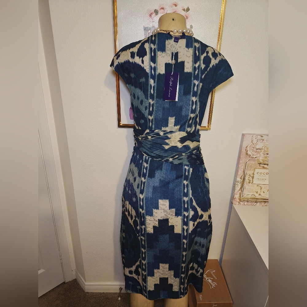 Ralph Lauren Blue and White Patterned Dress - Picture 3 of 5